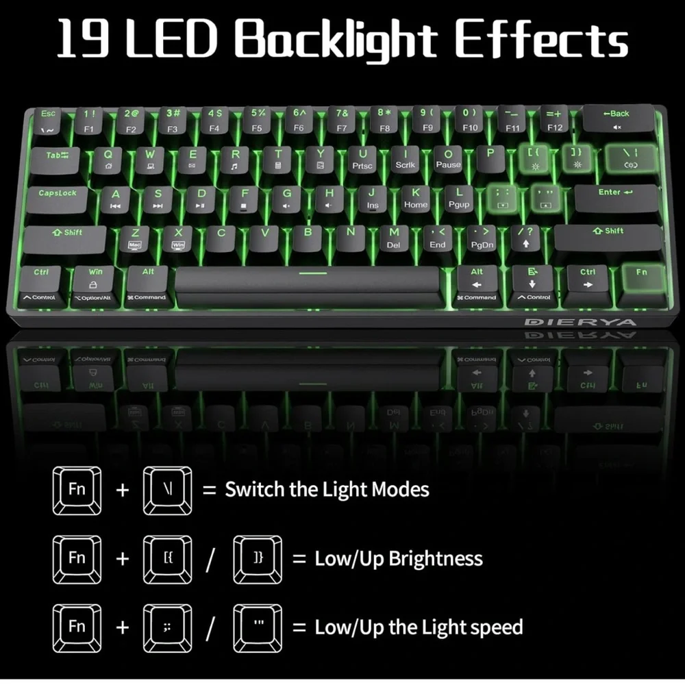 Dk61se 60% mechanical wired gaming keyboard and mini office keyboard